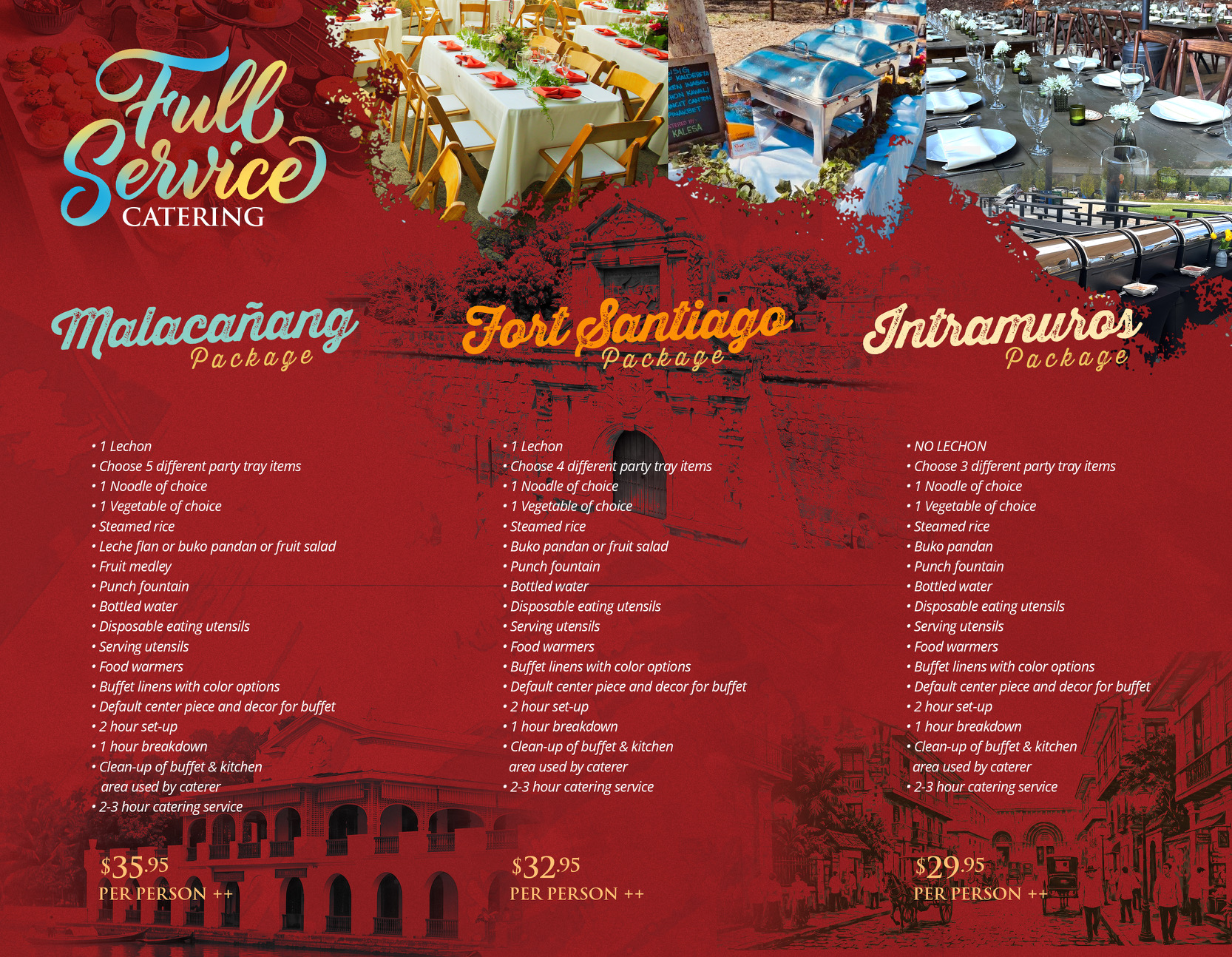 Kalesa full-service catering menu